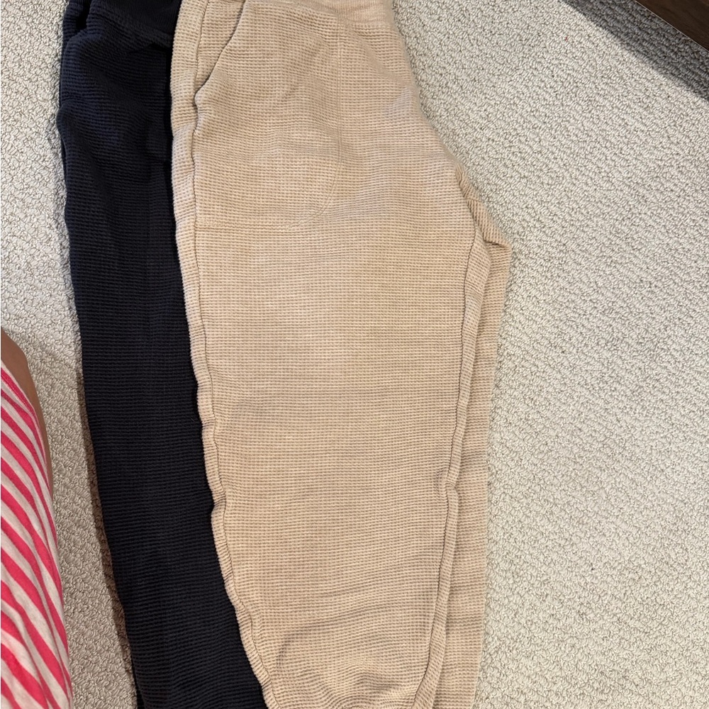 Athleta Tan and Black waffle joggers